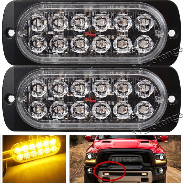 

mzorange car truck 12led emergency strobe flashing warning light ultra-thin 12v 24v 36w high power red blue orange amber