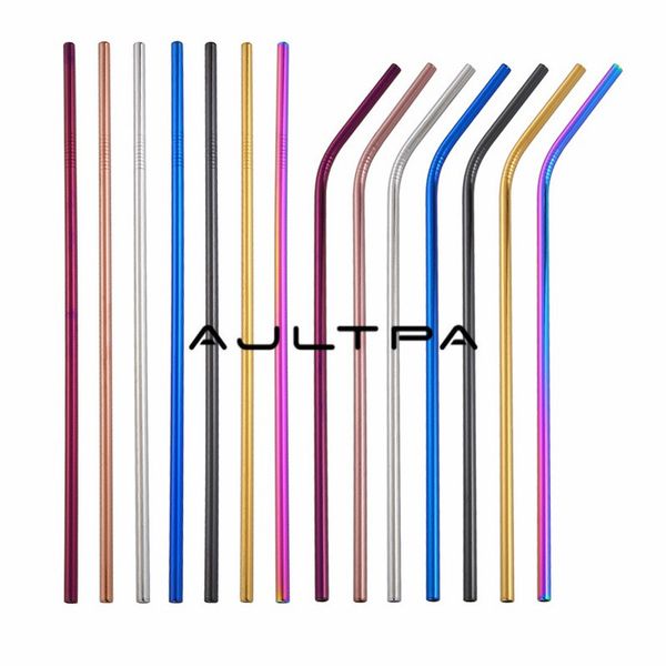 

2000pcs/lot 215mm*6mm colorful straw 304 stainless steel straws reusable metal drinking straw factory wholesale
