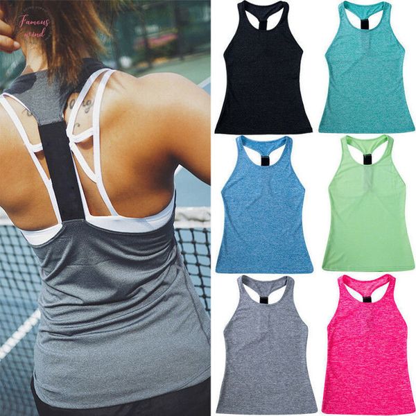 

fashion women backless sleeveless vest workout sports tank gym fitness solid color tank 7colors new vestidos, White