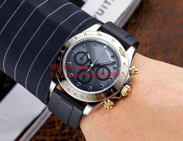 

8 sell the new mens watches 40 mm 116519 116500ln 116508 116503 116519 stainless steel case vk quartz chronograph working rubber str, Slivery;brown