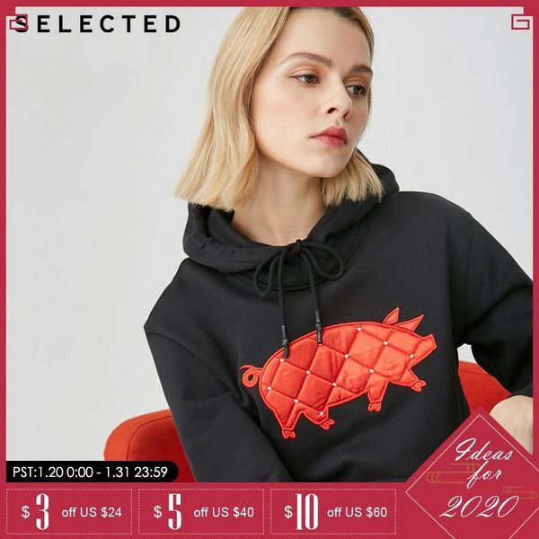 

отдельные женщин хлопок животных заплаты с капюшоном с drawstring толстовка | 41914d516, Black