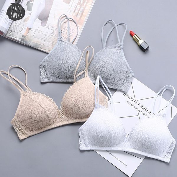 

seamless women bras soft lingerie wire lace small three quarters breast adjusts back closure bralette ab thin cup, Red;black