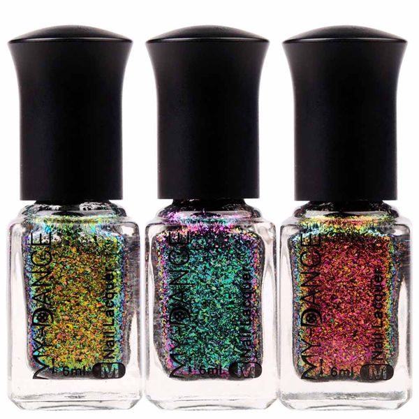 

6ml holographic starry sky nail polish mirror effect chameleon varnish professional nail gel polish glitter lacquer 11colors
