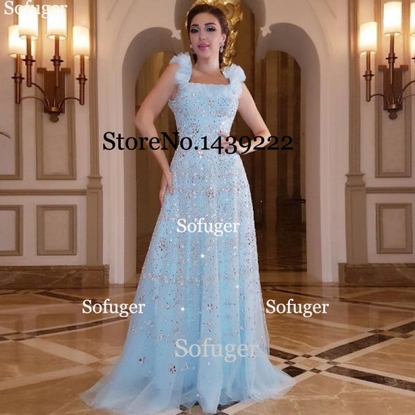 

light blue bling tulle evening dresses boat neck saudi arabic special occasion evening formal prom party gown, White;black