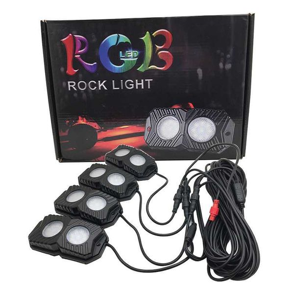 

new 4 pods rgb led rock lights with bluetooth controller remote multicolor neon led light kit for timing music mode flashing