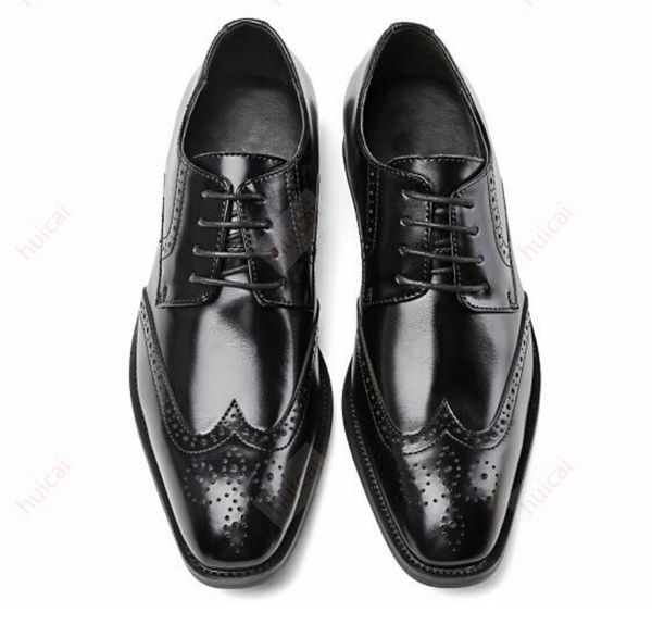 

first layer cohide,engraved business leather shoes,men's leather pointed brock formal shoes,designer dress shoe wedding shoe w62, Black