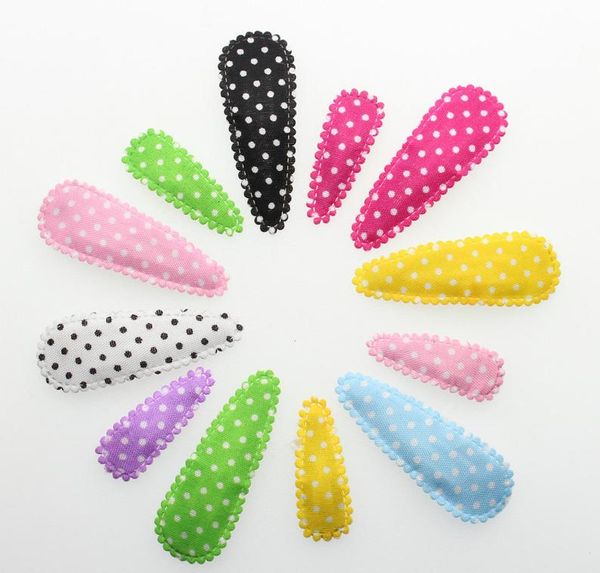 

20pcs pack fabric snap clip coloful polka dots hair clips,hair accessoies,fabric covered hairpins for girls 30mm-50mm, Slivery;white