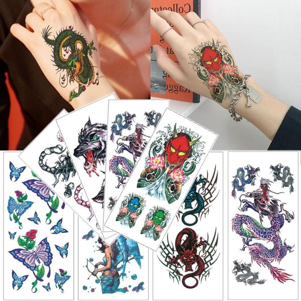 

temporary tattoo stickers flower butterfly watercolor tattoos scorpion dragon small sticker tattoo hand leg body women