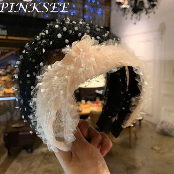 

wide soft mesh twist headband for women 4 colors lace cross bezel girls hair hoop accessories simple accessory, Golden;white