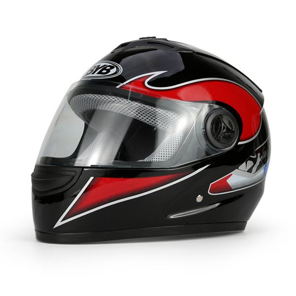 

byb motorcycle full face helmet hd anti-fog lens breathable universal with neck protection motorcycle motocross helmet