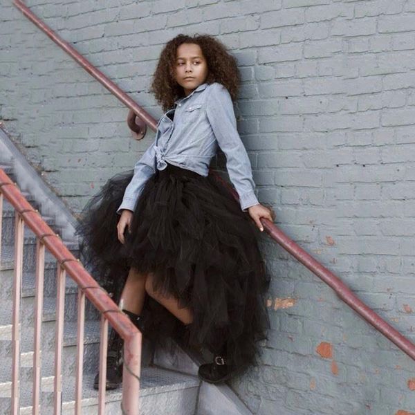 

black hi-lo tousy stylish tulle skirt design ruffled knee length tutu tulle skirts for women lovely skirts party wear