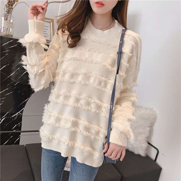 

женская одежда круглый шеи хеджирование сыпучих вязать свитер, White;black