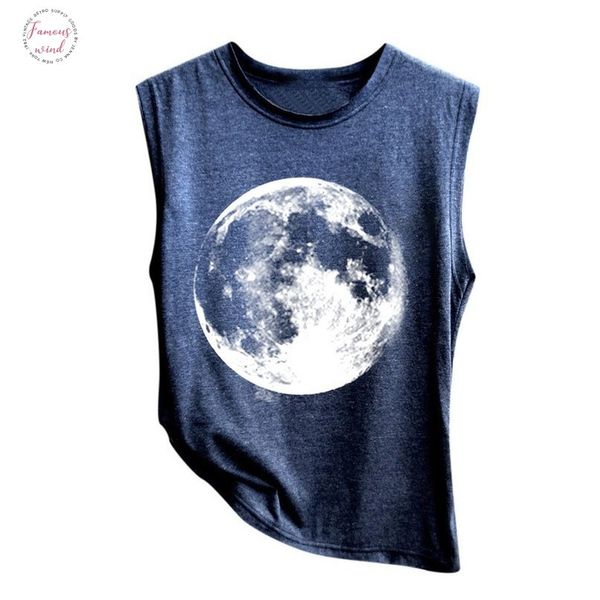 

plus size tank women summer 2020 casual sleeveless moon printed women clothes sport streetwear women tank haut femme, White