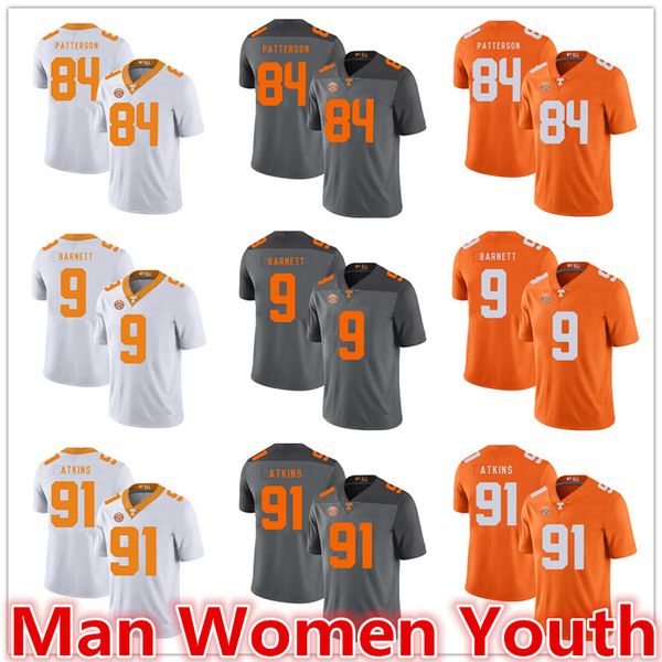 

customize ncaa tennessee volunteers football jerseys cordarrelle patterson 84 derek barnett 9 doug atkins 91 jersey any name number s-5xl, Black
