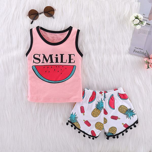 

toddler baby girl summer clothes set vest tassels shorts 2pcs baby girl outfit suit, White