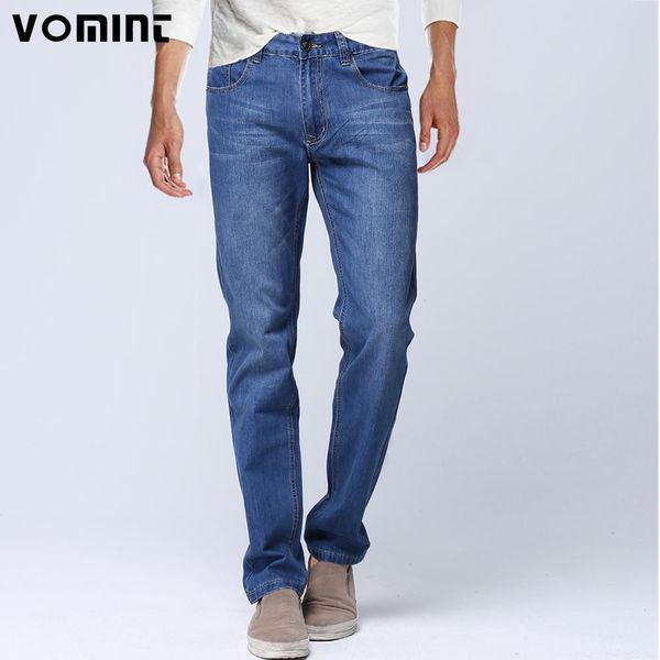 

denim men 's business classic leisure jeans basic styles men jeans straight pants plus size 40 no belt regular, Blue