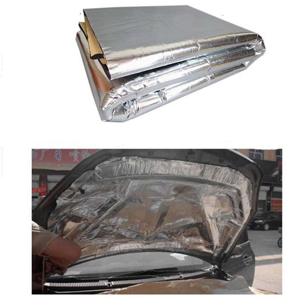 

automobile car hood engine firewall heat mat deadener sound insulation deadening material aluminum foil sticker 140cm x100cm wh