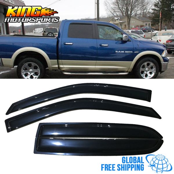 

fits 10-18 dodge mega cab acrylic window visors 4pc set global ing