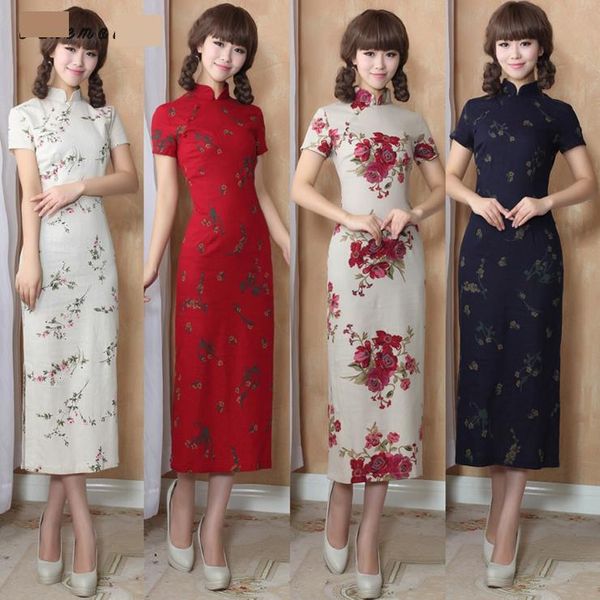

урожай элегантных китайских женщин длинной cheongsam платье белье cheongsam длинный qipao китай китайская традиционная одежда платье для жен, Red