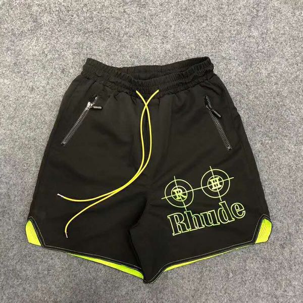 

summer mens shorts luxury letter printing luminous beach shorts five points pants black white 1:1 mesh drawstring rhude shorts, White;black