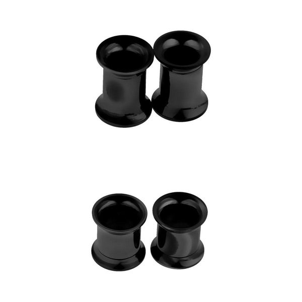 

2 pairs black stainless steel ear tunnels plugs screw ear expander 6mm 8mm, Slivery;golden