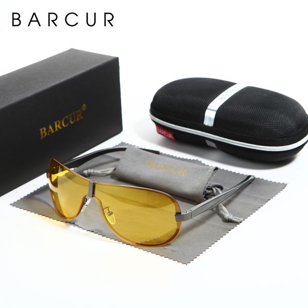 

barcur mens night driving sunglasses men yellow lens night vision glasses goggles reduce glare brand designer, White;black