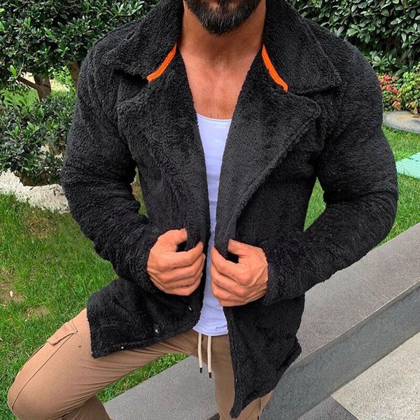 

winter thick hoodies fluffy fleece fur jacket autumn winter warm men hooded solid cardigan warm fluffy long overcoat men, Black;brown