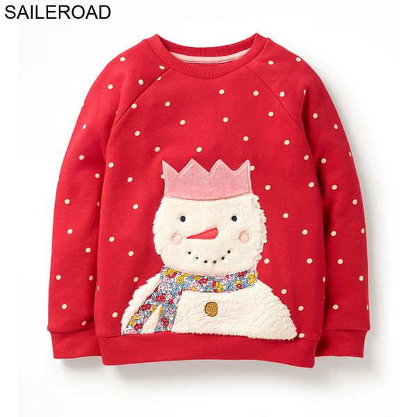 

saileroad 7years snowman christmas girls sweatshirts for autumn warm hoodies clothes animal appliques kids long sleeve shirts, Black