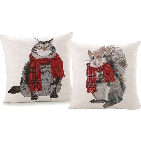 

симпатичные смешные животные кошка белка печати подушка обложка открытый бросьте наволочка главная декоративное белье хлопок наволочки