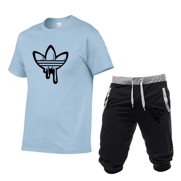 

summer breathable sweatpants men's running pants + t-shirt gym training shorts jogging pants fitness shorts men's summer sports, Black;blue