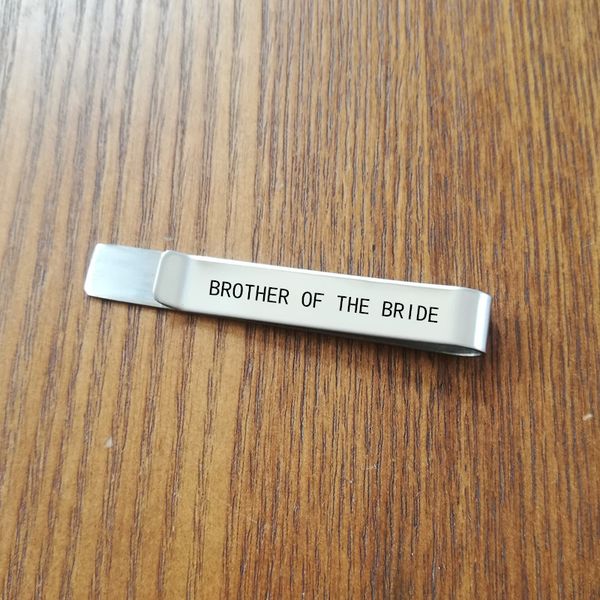 

engraved tie clip brother of the bride brother tie clip of the bride bar wedding party, Silver;golden