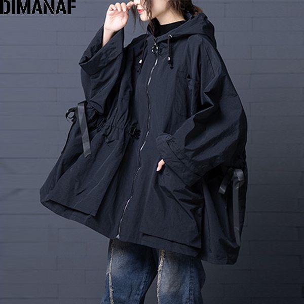 

dimanaf women bomber jacket coat big size 2019 autumn winter vintage female outerwear loose big size long sleeve hooded clothes, Black;brown