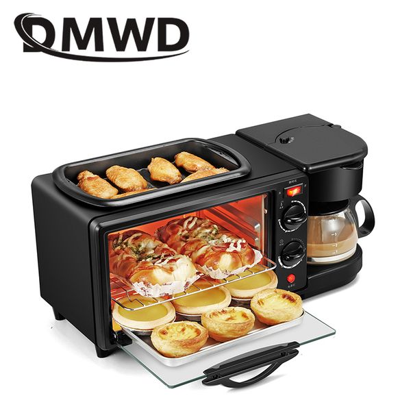 

dmwd household electric 3 in 1 breakfast making machine multifunction mini drip coffee bread maker bread pizza oven frying pan toaster