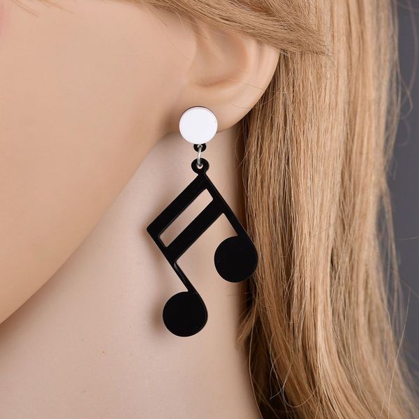 

musical note women girls asymmetric acrylic earrings metal plating beauty earrings fashion jewerly, Silver