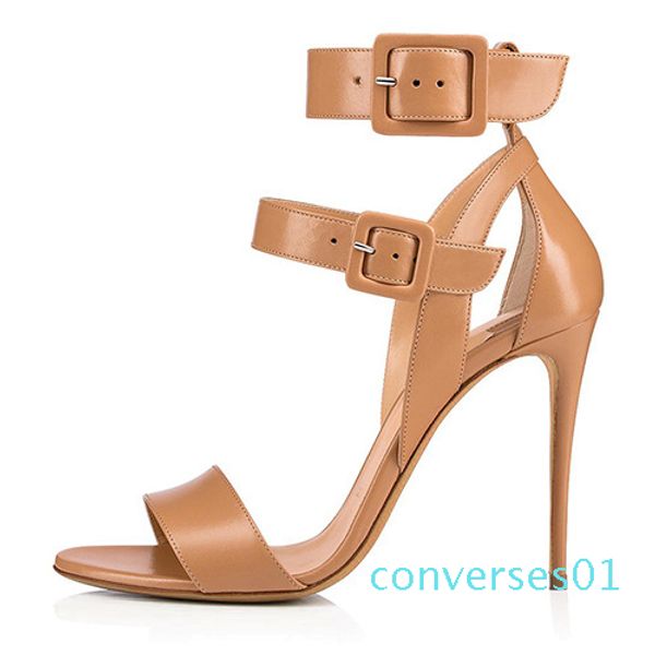 

2019 new fashion brand designer women sandals open toe metal buckle high heels large size wedding shoes co01, Black
