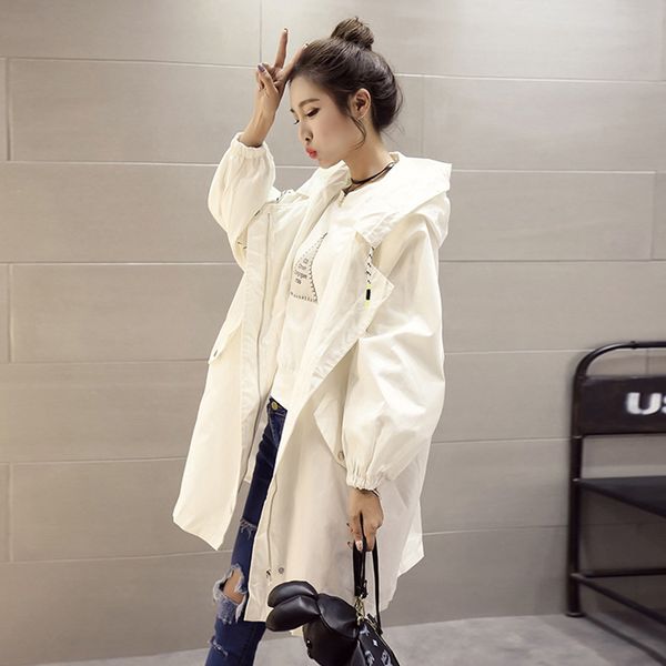 

ollymurs 2019 new spring women long coat fashion printed loose trench coat outwear female casual windbreaker overcoat plus size, Tan;black