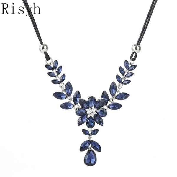 

risyh fashion sweet sets of chain temperament wild flower drops crystal necklace jewelry, Silver