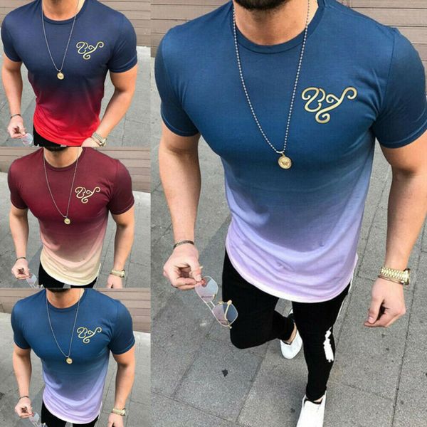 

men's slim gym o neck short sleeve muscle tee shirts casual t-shirt blouse fit outwear dress red blue yellow, Black;blue