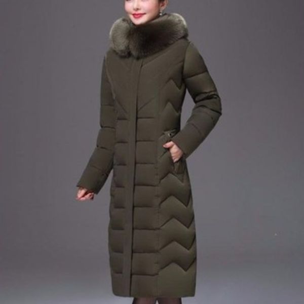 

women winter hooded slim cotton padded coat mother thick warm down cotton long overcoat plus size 6xl female wadded jacket aq599, Black