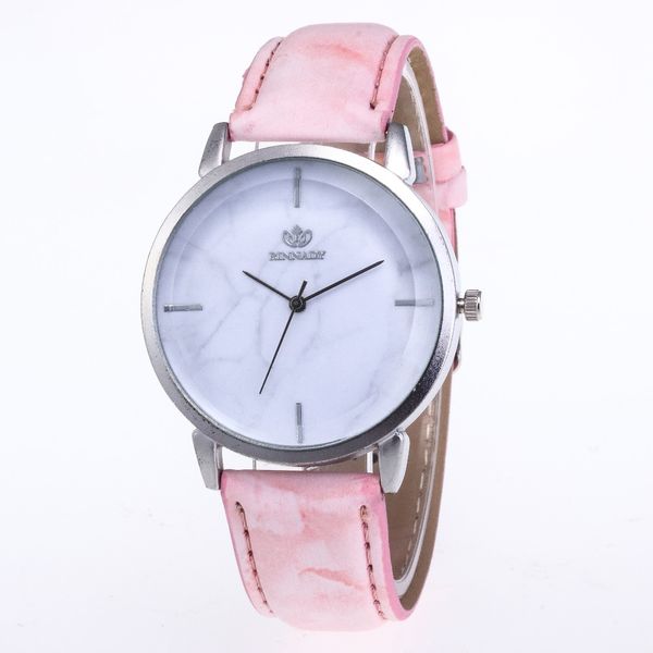 

простой и элегантный кожаный моделирования классический случайный мрамор стиль кожа кварцевые часы женский бренд женский часы, Slivery;brown