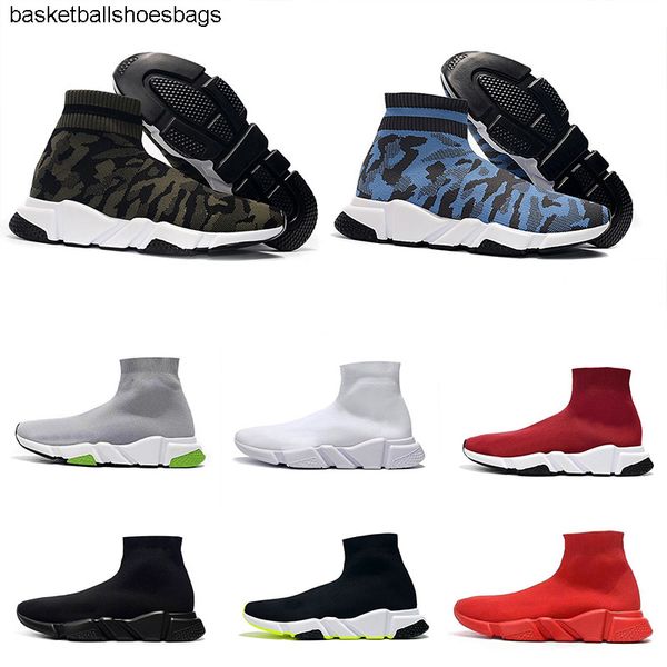 

2020luxury platform paris speed knit trainer sock shoes triple black white red fashion boots designer sports r
