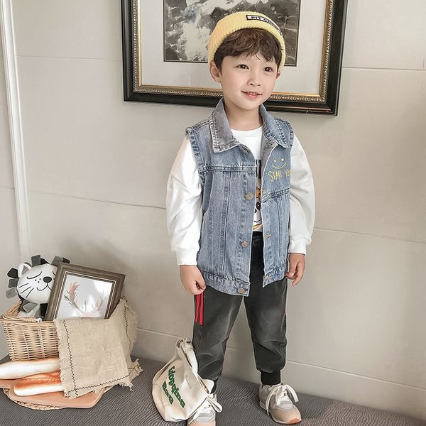 

autumn 2020 boys' denim coat vest boys' cartoon letter coat boys' vest tide, Camo