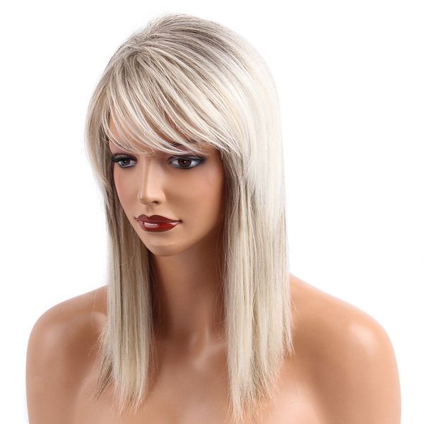 

natural mixed color straight short hair wig women's fashion wig heat perm ok, Black