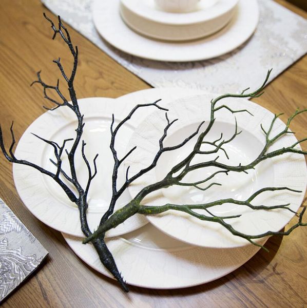 2020 falsificados Folhagem pequenos galhos Natural Dry PVC Manzanita secas Artificial planta árvore Ramos Preto decor verde do casamento Para 35cm