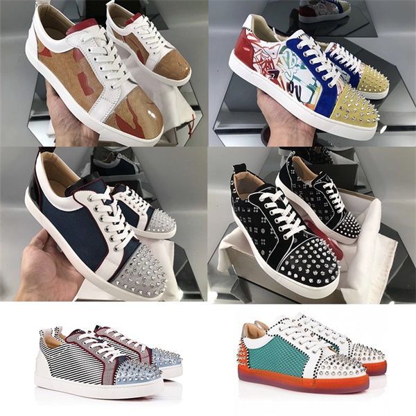 

designer shoes red bottom junior spikes seavaste 2 orlato trainers real calfskin patent suede leather shoe men flat party wedding shoes eu47, Black