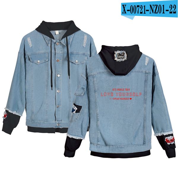 

new bts bulletproof youth league loveyourself european and american fashion casual denim jacket