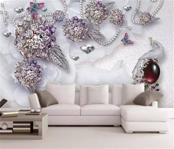 

decor mural wallpaper hd digital print decoration wallpaper new fine jewelry flower indoor tv background wall decoration wall paper