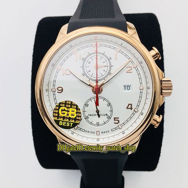 

gb v3 top версия portugieser yacht club chronograph iw390501 cal.89360 автоматические механические белый циферблат мужские часы сапфир роско, Slivery;brown