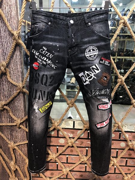 

Men ripped lim hole jean fa hion de igner traight motorcycle coolguy jean cau al denim pant men jean 9605 trou er