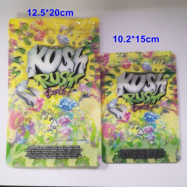 

3.5g 7g kush rush exotics bags resealable zipper seal for freshness childproof flowers packing 14g 28g mylar bags kush rush mylar bags